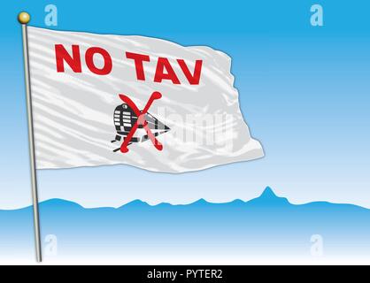 No Tav movement flag, Italy, vector illustration Stock Vector