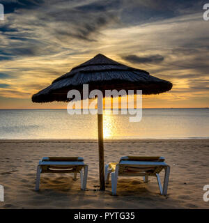 Umbrellas on beach, Châtelaillon-Plage near La Rochelle, Charente-Maritime department, Nouvelle-Aquitaine, France, Europe Stock Photo