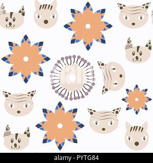 Abstract animal vector cats seamless pattern. It is located in swatch menu Stock Vector