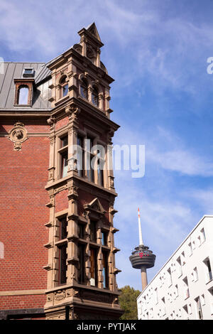 house on Werder street in the Belgian Quarter, television tower Colonius, Cologne, Germany.  Haus an der Werderstrasse im Belgischen Viertel, Fernseht Stock Photo