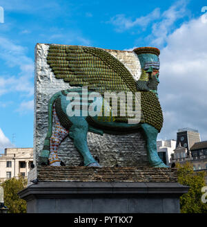 London, United Kingdom - October 18 2018:   The Sculpture on the fourth plinth of Trafalgar Square between March 2018 and 2020 - an Iamassu or Winged 