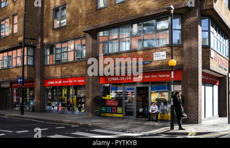 London, United Kingdom - October 18 2018:   The frontage of Rymans stationary shop on Praed Street Stock Photo
