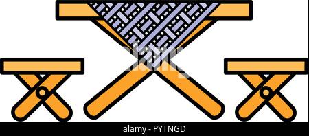 picnic table icon over white background, vector illustration Stock Vector