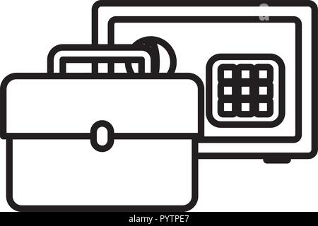 briefcase and strongbox icon over white background, vector illustration Stock Vector