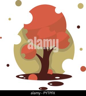 Red maple tree. Isolated vector tree on white background. Stock Vector