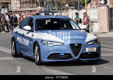 Ostia Lido, Roma. Italy 09/30/2018. Alfa Romeo Giulia Veloce Police car, at the  50 anniversary Italian Police Association Stock Photo