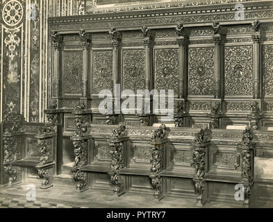 Chorus sittings in Montecassino Abbey, Italy 1920s Stock Photo