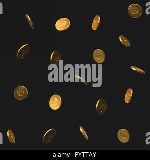 seamless golden euro coins pattern. realistic vector illustration. Stock Vector