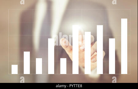growth and business development, statistics concept, businessman working with financial chart Stock Photo