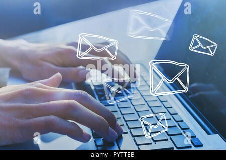 Email marketing concept. Sending newsletter. Stock Photo