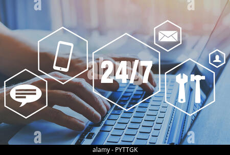 online technical support, customer service 24/7 nonstop Stock Photo