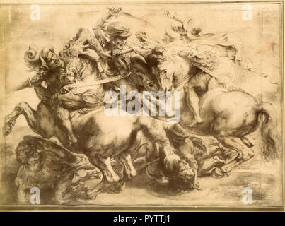 The Battle of Anghiari, painting by Rubens after Leonardo da Vinci, Paris, France 1890s Stock Photo