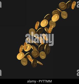water drop shaped golden euro coins. realistic vector illustration. Stock Vector