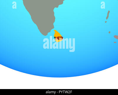 Sri Lanka with national flag on simple political globe. 3D illustration. Stock Photo