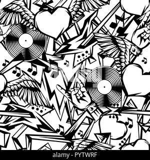 Rock and roll music seamless pattern. Stock Vector