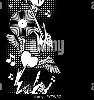 Rock and roll music seamless pattern. Stock Vector