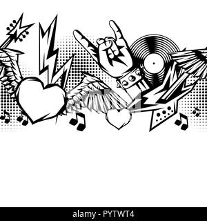 Rock and roll music seamless pattern. Stock Vector