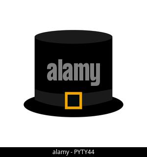 Black hat with a gold buckle on  white background Stock Vector