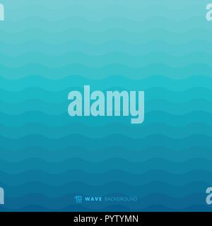 Abstract blue waves lines underwater background and texture. Wavy stripes pattern. Rough surface. Vector illustration Stock Vector