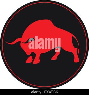 Charging bull mascot logo icon wild ox Stock Vector