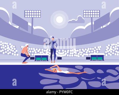 players in pool for diving competition vector illustration design Stock Vector