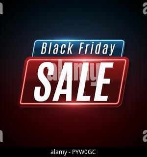 Black Friday Sale. Glowing neon banner. Flyer, poster for sale. Modern web banner. Big discounts. Vector illustration. EPS 10 Stock Vector
