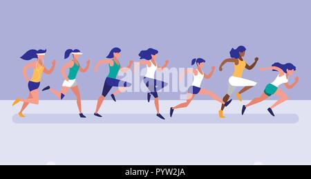 women athlete running avatar character r vector illustration design Stock Vector