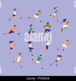 people athlete running avatar character vector illustration design Stock Vector