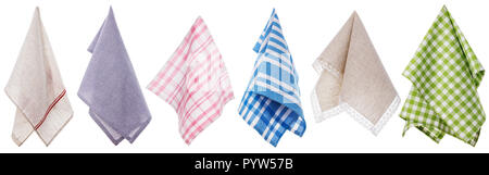 Set of different colored napkins isolated on white background Stock Photo