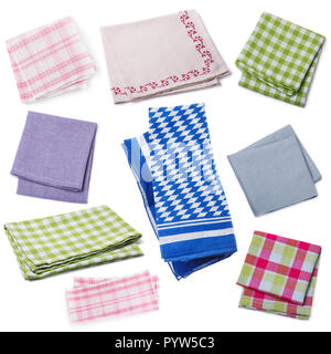 Set of various napkins isolated on white background Stock Photo