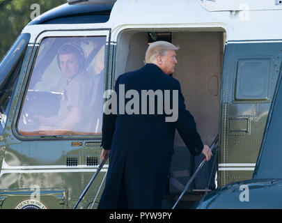 United States President Donald J. Trump departs The White House in Washington, DC, October 30, 2018 headed to Pittsburgh, PA to meet with members of the local Jewish community after a recent shooting at a synagogue. Credit: Chris Kleponis/CNP /MediaPunch Stock Photo