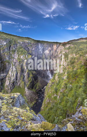 Famous Voringfossen waterfall gorge near Eidfjord in province of Hordaland Norway Stock Photo