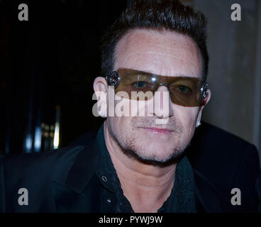 Paul David Hewson says Bono, singer-songwriter, singer and Irish musician, seen in front of the hotel Plaza Athénée in Paris France Stock Photo