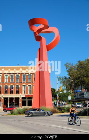 La Antorcha de la Amistad ('The Torch of Friendship')  abstract sculpture by Mexican sculptor Sebastián, in downtown San Antonio, Texas, USA. Stock Photo