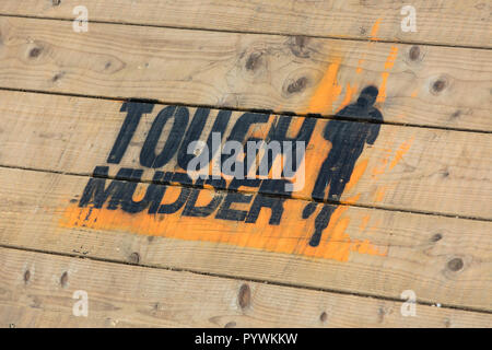 LONDON, UK - September 13th 2018: Sign for a Tough Mudder 5K obstacle race in London. Stock Photo