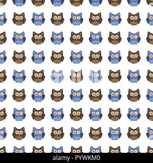Owl stylized art seemless pattern nature colors Stock Vector