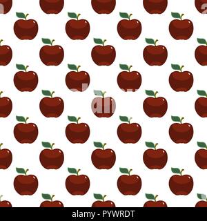 Apple red art seamless pattern on white background Stock Vector
