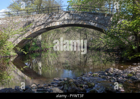 Arched stone bridge over the River Nidd near Wath, Nidderdale, North Yorkshire