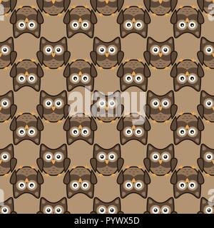 Owl stylized art seemless pattern nature colors Stock Vector