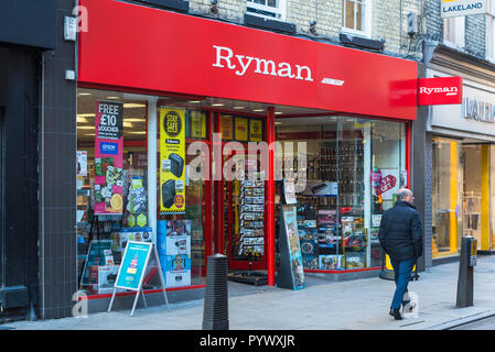Rymans store specialising in stationary and office equipment. Store shown is in Cambridge, UK. Stock Photo