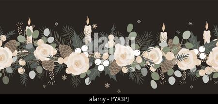 Christmas seamless garland. Vector hand drawn illustration Stock Vector