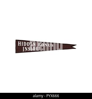 Pennant icon with Hidden Bonus Inside quote. Silhouette pendant emblem. Stock vector isoltaed on white background Stock Vector