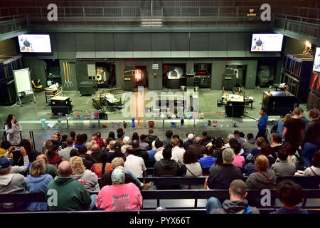 Demonstration glass blowing theatre at Corning Museum of Glass, Corning, Finger Lake region, New York, USA Stock Photo