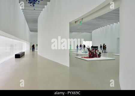 Inside gallery space for glass art at Corning Museum of Glass, Corning, Finger Lake region, New York, USA Stock Photo