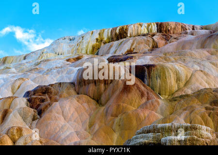 Terrace Mountain, Limestone and Rock Formations at Mammoth Hot Springs in Yellowstone National Park, Wyoming, USA Stock Photo