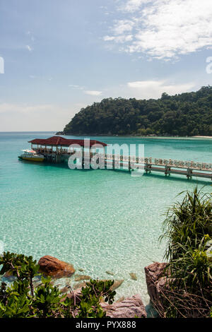 Jetty on tropical island. Perhentian Islands, Malaysia, 2012. Stock Photo