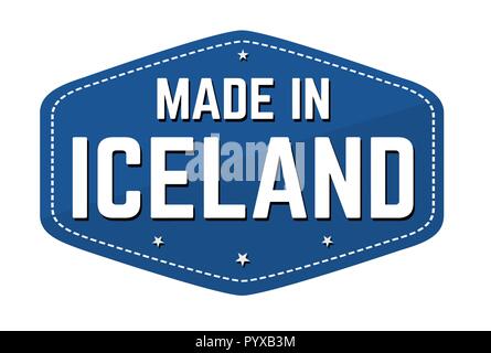 Made in Iceland label or sticker on white background, vector illustration Stock Vector