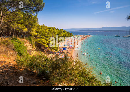 Famous Zlatni rat beach in Bol, Island Brac, Croatia Stock Photo