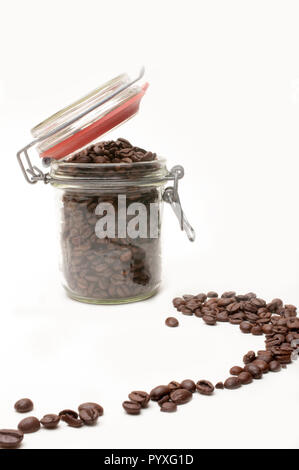 Fresh coffee beans in a glass jar (Not cut out) Stock Photo
