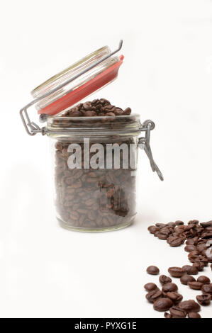 Fresh coffee beans in a glass jar (Not cut out) Stock Photo